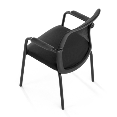 chaise visiteur noir siena maille accoudoirs fixes 7