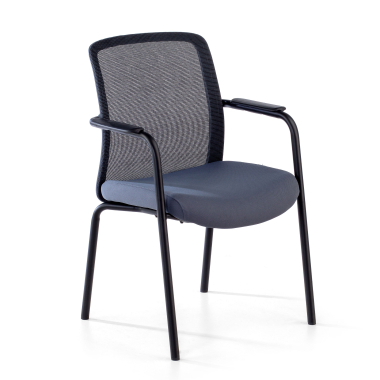 chaise visiteur gris siena maille accoudoirs fixes 1