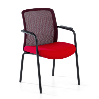 chaise visiteur rouge siena maille accoudoirs fixes 1