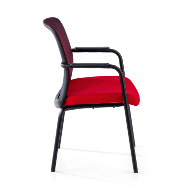 chaise visiteur rouge siena maille accoudoirs fixes 4