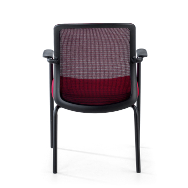 chaise visiteur rouge siena maille accoudoirs fixes 6