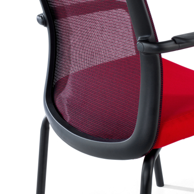 chaise visiteur rouge siena maille accoudoirs fixes 10