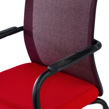 chaise visiteur rouge siena maille accoudoirs fixes 9