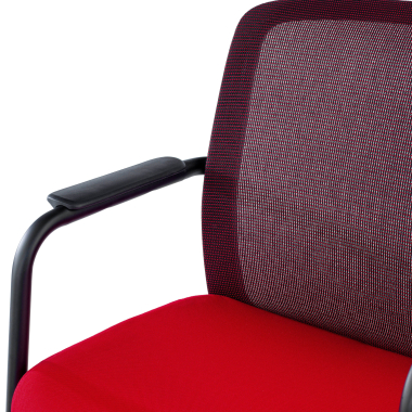 chaise visiteur rouge siena maille accoudoirs fixes 8