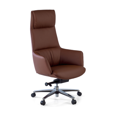 fauteuil de direction marron mozart cuir authentique accoudoirs rembourres 1