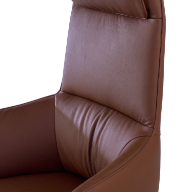 fauteuil de direction marron mozart cuir authentique accoudoirs rembourres 5