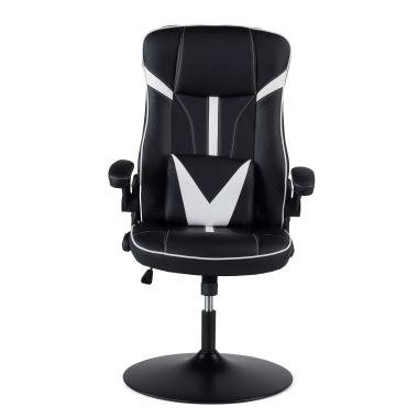 chaise gaming blanc simil cuir accoudoirs rabattables 3