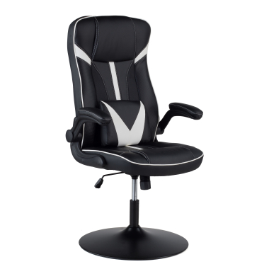 chaise gaming blanc simil cuir accoudoirs rabattables 1