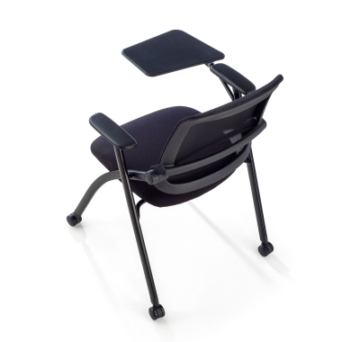 chaise avec tablette noir avec une palette d ecriture roulettes maille accoudoirs mobiles 13