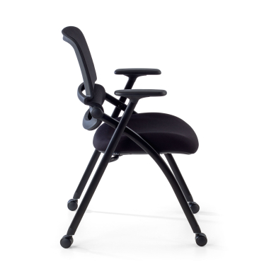 Chaise pliante Smart avec dossier en maille, empilable et à roulettes
