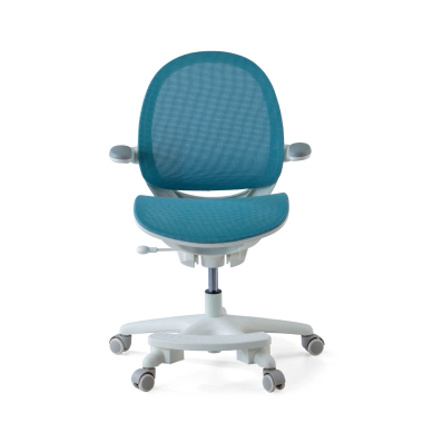 chaise de bureau enfant bleu ergokid maille accoudoirs rabattables 3