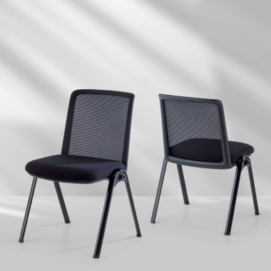 chaise de conference noir dora maille sans accoudoirs 4