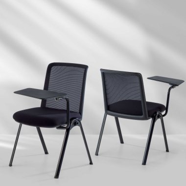 chaise avec tablette noir support de bureau maille sans accoudoirs 3