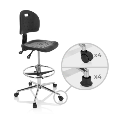 tabouret datelier et de laboratoire noir tabouret plastique sans accoudoirs 4