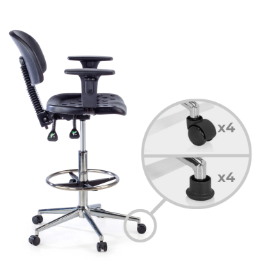 tabouret datelier et de laboratoire noir tabouret avec accoudoirs plastique sans accoudoirs 4