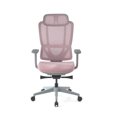 chaise ergonomique blanc rose aeroflow structure blanche maille accoudoirs reglables 3d double soutien lombaire appui tete 3