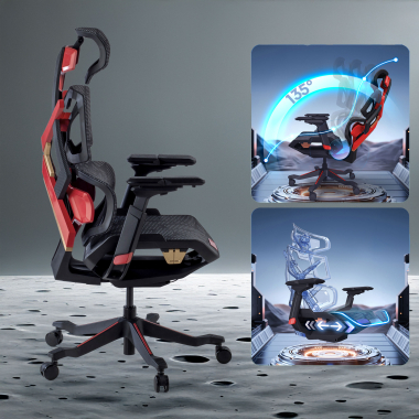 chaise gaming rouge dragonlord maille accoudoirs reglables 6d soutien lombaire appui tete 4