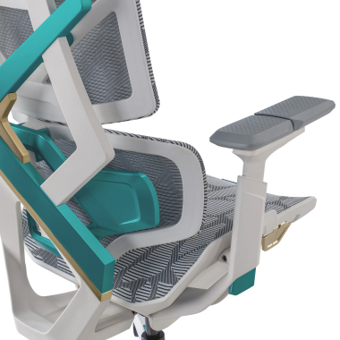 chaise gaming blanc vert dragonlord maille accoudoirs reglables 6d soutien lombaire appui tete 8