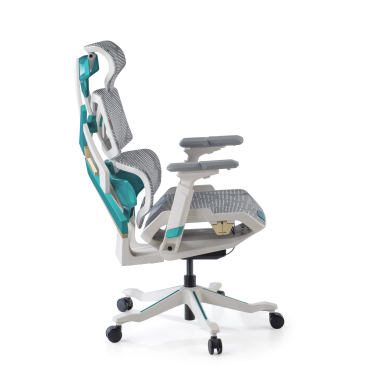 chaise gaming blanc vert dragonlord maille accoudoirs reglables 6d soutien lombaire appui tete 9