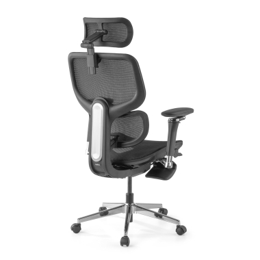 chaise ergonomique noir erghos x2 maille accoudoirs reglables 5d double soutien lombaire appui tete repose pieds extensible 12