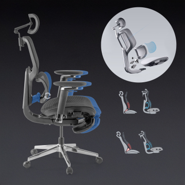 chaise ergonomique noir erghos x2 maille accoudoirs reglables 5d double soutien lombaire appui tete repose pieds extensible 3