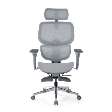 chaise ergonomique gris erghos x2 maille accoudoirs reglables 5d double soutien lombaire appui tete repose pieds extensible 6