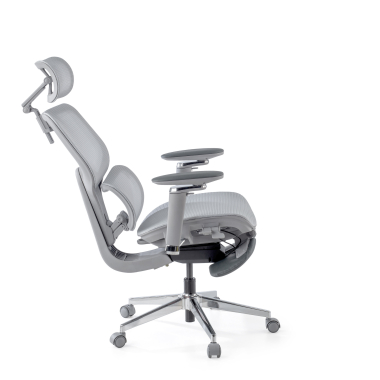 chaise ergonomique gris erghos x2 maille accoudoirs reglables 5d double soutien lombaire appui tete repose pieds extensible 10