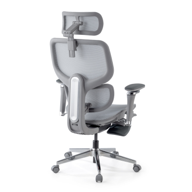 chaise ergonomique gris erghos x2 maille accoudoirs reglables 5d double soutien lombaire appui tete repose pieds extensible 11