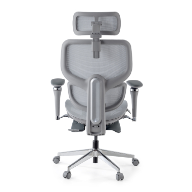 chaise ergonomique gris erghos x2 maille accoudoirs reglables 5d double soutien lombaire appui tete repose pieds extensible 7