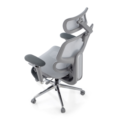 chaise ergonomique gris erghos x2 maille accoudoirs reglables 5d double soutien lombaire appui tete repose pieds extensible 13