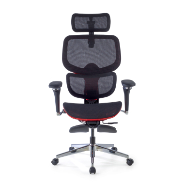 chaise ergonomique rouge erghos x2 maille accoudoirs reglables 5d double soutien lombaire appui tete repose pieds extensible 9