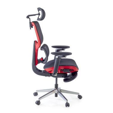 chaise ergonomique rouge erghos x2 maille accoudoirs reglables 5d double soutien lombaire appui tete repose pieds extensible 6