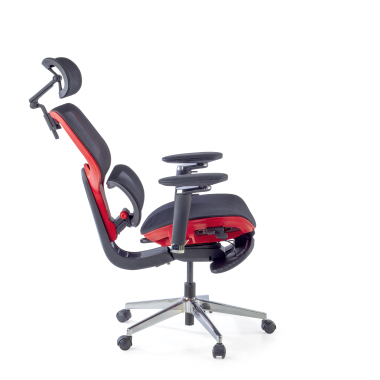 chaise ergonomique rouge erghos x2 maille accoudoirs reglables 5d double soutien lombaire appui tete repose pieds extensible 7