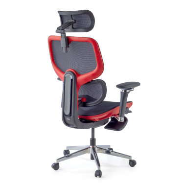 chaise ergonomique rouge erghos x2 maille accoudoirs reglables 5d double soutien lombaire appui tete repose pieds extensible 11