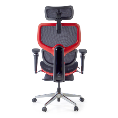 chaise ergonomique rouge erghos x2 maille accoudoirs reglables 5d double soutien lombaire appui tete repose pieds extensible 8