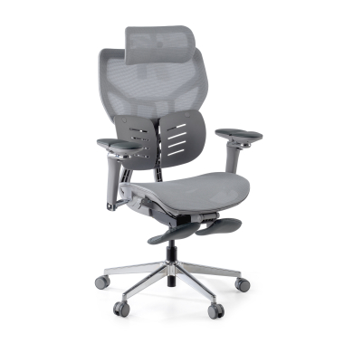 chaise ergonomique gris erghos x3 maille accoudoirs reglables 5d double soutien lombaire appui tete 8