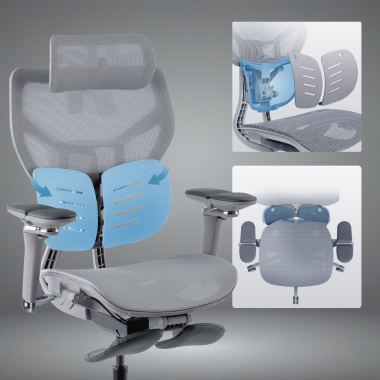 chaise ergonomique gris erghos x3 maille accoudoirs reglables 5d double soutien lombaire appui tete 3
