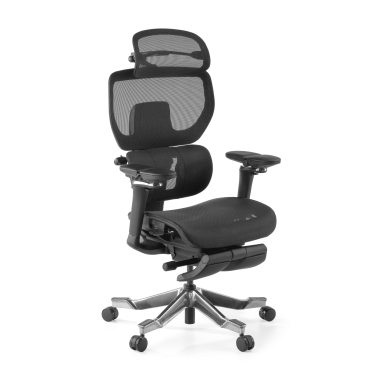 chaise ergonomique noir erghos x4 pro maille accoudoirs reglables 6d double soutien lombaire appui tete repose pieds extensible 11