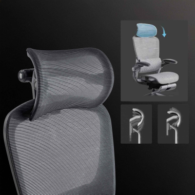 chaise ergonomique noir erghos x1 maille accoudoirs reglables 3d double soutien lombaire appui tete 6