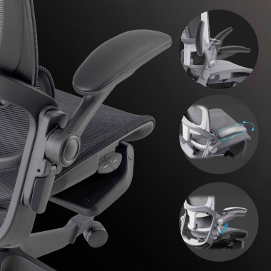 chaise ergonomique noir erghos x1 maille accoudoirs reglables 3d double soutien lombaire appui tete 5
