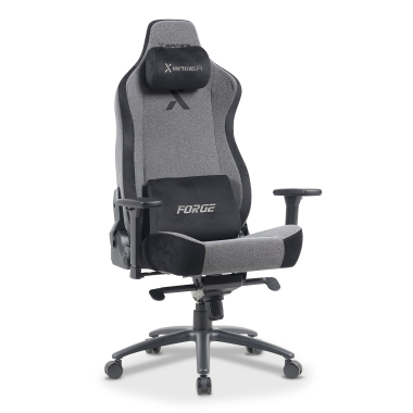 chaise gaming gris forge tissu accoudoirs reglables 3d coussin lombaire et cervical appui tete 7