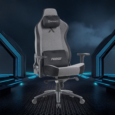 chaise gaming gris forge tissu accoudoirs reglables 3d coussin lombaire et cervical appui tete 11