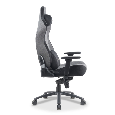 chaise gaming gris forge tissu accoudoirs reglables 3d coussin lombaire et cervical appui tete 10