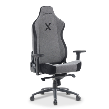 chaise gaming gris forge tissu accoudoirs reglables 3d coussin lombaire et cervical appui tete 1