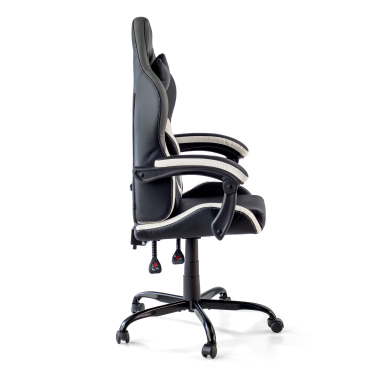 chaise gaming blanc noir mist simil cuir accoudoirs rabattables coussin appuie tete appui tete 8