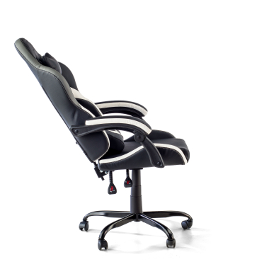 chaise gaming blanc noir mist simil cuir accoudoirs rabattables coussin appuie tete appui tete 5