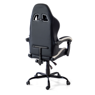chaise gaming blanc noir mist simil cuir accoudoirs rabattables coussin appuie tete appui tete 11