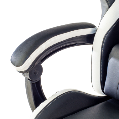chaise gaming blanc noir mist simil cuir accoudoirs rabattables coussin appuie tete appui tete 6
