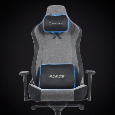 chaise gaming gris forge tissu accoudoirs reglables 3d coussin lombaire et cervical appui tete 6