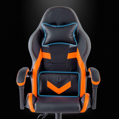 chaise gaming orange mist simil cuir accoudoirs rabattables coussin appuie tete appui tete 7